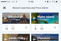 Skyscanner Recent Searches